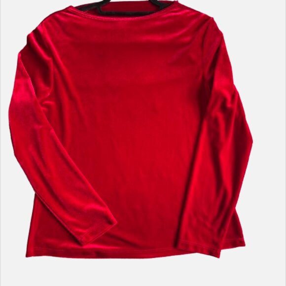 Jon Den Red Cowl Neck Long Sleeve Christmas Date Night Holiday Party Top(Size L) - Picture 3 of 9